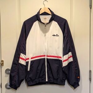 90s Ellesse Jaspo M Vintage Blue White and Red Windbreaker - SEE SIZE NOTES